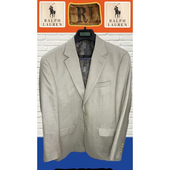 Polo Ralph Lauren Blazer Silk & Wool Blend Size 40R Tan Paisley Lining MSRP $295 - Picture 1 of 9